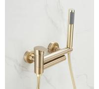 Rubinetto per vasca da bagno con doccetta a parete dorata Miscelatore girevole a 90° per bagno di lusso Design elegante struttura in ottone