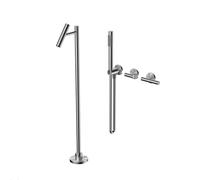 Rubinetto per Vasca da Bagno con Doccetta Incasso Miscelatore Vasca da Bagno a Pavimento Monoforo,Cromo Placcato