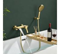 Rubinetto per Vasca da Bagno con Doccetta, Ottone Rubinetto Vasca da Bagno Montaggio a Parete, Miscelatore Monocomando Calda e Fredda con Tubo Doccia 1,5 M