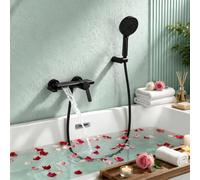 Rubinetto per Vasca da Bagno con Doccetta, Ottone Rubinetto Vasca da Bagno Montaggio a Parete, Miscelatore Monocomando Calda e Fredda con Tubo Doccia 1,5 M