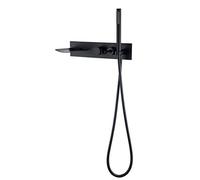Rubinetto per Vasca da Bagno con Doccia, Rubinetto per Vasca da Bagno in Ottone a Parete e soffioni Doccia, Cascata Moderna per Vasca da Bagno e Doccia, valvola in Ceramica,Black