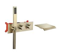 Rubinetto per vasca da bagno di lusso a parete con doccia a mano, riempimento vasca a pioggia con maniglia singola in ottone, design moderno a cascata, spray regolabile per aggiornamento del bagno