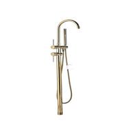 Rubinetto per vasca da bagno in ottone nero opaco, montabile a pavimento freestanding vasca da bagno doccia miscelatore, beccuccio girevole gru per camper e lavelli domestici (oro)