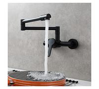 Rubinetto pieghevole da cucina in ottone riempitivo a due fori for montaggio a parete miscelatore caldo e freddo con spruzzatore,Installazione semplificata(Black 1 Function)