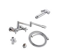 Rubinetto pieghevole da cucina in ottone riempitivo a due fori for montaggio a parete miscelatore caldo e freddo con spruzzatore(1 Function Set)