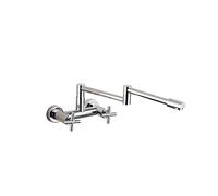 Rubinetto pieghevole da cucina in ottone Rubinetto riempitivo Rubinetto a due fori Rubinetto for montaggio a parete Rubinetto miscelatore caldo e freddo con spruzzatore da cucina(Chrome 1 Function)