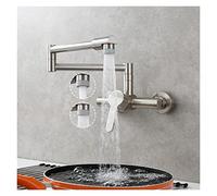 Rubinetto pieghevole da cucina in ottone Rubinetto riempitivo Rubinetto a due fori Rubinetto for montaggio a parete Rubinetto miscelatore caldo e freddo con spruzzatore da cucina(Chrome 2 Functions)