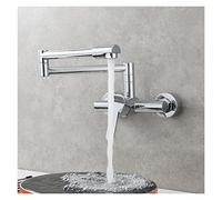 Rubinetto pieghevole da cucina in ottone Rubinetto riempitivo Rubinetto a due fori Rubinetto for montaggio a parete Rubinetto miscelatore caldo e freddo con spruzzatore da cucina(Chrome 1 Function-01)