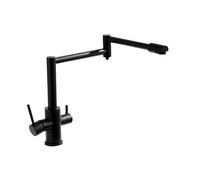 Rubinetto pieghevole da cucina nero opaco con miscelatore for acqua pura, calda e fredda, a 3 vie, con filtro Con controllo di flusso