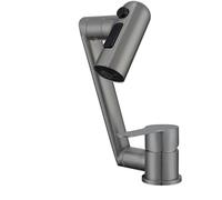 Rubinetto pieghevole girevole a 360° con 3 funzioni spruzzatore rubinetto nascosto per camper, campeggio, barca, yacht, finitura resistente grigio canna di fucile per un risparmio di spazio ottimale