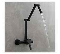 Rubinetto pieghevole in ottone Rubinetto di riempimento for pentole a parete con prolunga a tre sezioni Rubinetto miscelatore caldo e freddo Maniglia singola(Noir)