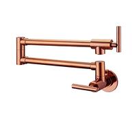 Rubinetto Pieghevole, Riempitivo for parete in ottone cromata spazzolato nero pieghevole rotable rotativo lavello rotante azzurro rubinetto cucine(Rose gold)