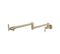 Rubinetto pieghevole, rubinetto da cucina allungabile, testa da tavolo, lavabo, raffreddamento singolo rotante lungo domestico, tipo a parete universale(Gold)