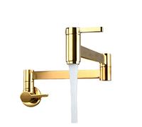 Rubinetto Pieghevole, Tocca moderna Acqua fredda pieghevole braccio cucina rubinetto lavandino del for riempitivo a prova di bacino a ottone a sfita doppia interruttore(Titanium Gold)