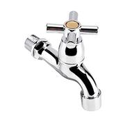 Rubinetto Plastica Cromata per Bagno e Lavanderia, Rubinetto Acqua Fredda Singolo con Maniglia a Croce, Accessorio per Vasca, Lavatrice e Giardino Esterno