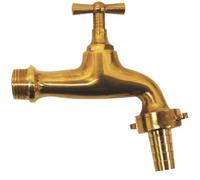 Schläfer 4335115 | Rubinetto da Esterno in Ottone per Giardino, Attacco Maschio 1/2" con Leva a Farfalla e Portagomma 3/4" (15-19 mm), Finitura in Bronzo Lucido