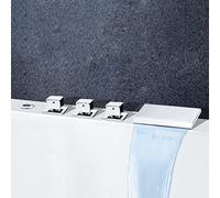 Rubinetto quadrato in ottone per vasca da bagno con interruttore, miscelatore a cascata, deviatore a cascata per soffione a mano e cartuccia in ceramica, tripla maniglia (set da 5 pezzi)