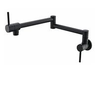 Rubinetto riempitivo a parete da cucina pieghevole a for lavabo monoforo singolo freddo Ruota beccuccio in ottone rotondo(Matte Black)