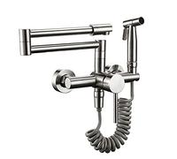 Rubinetto riempitivo for pentola a parete da cucina con spruzzatore estensibile pieghevole monocomando in ottone Miscelatore caldo freddo nero(Brushed Nickel)