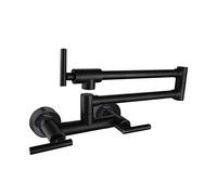 Rubinetto riempitivo for pentola a parete pieghevole da cucina in ottone acqua calda fredda 3 maniglie 2 fori nero opaco