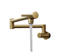 Rubinetto riempitivo for pentole da cucina pieghevole in ottone dorato spazzolato Montaggio a parete singolo for lavandino freddo Ruota con beccuccio(Gold)