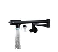 Rubinetto riempitivo for pentole da cucina pieghevole in ottone dorato spazzolato Montaggio a parete singolo for lavandino freddo Ruota con beccuccio(Black A)