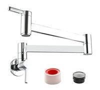 Rubinetto riempitivo for pentole, fornello da cucina con montaggio a parete, lavello in ottone, braccio pieghevole oscillante, doppio foro singolo e due maniglie