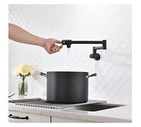Rubinetto riempitivo for pentole in ottone cromato dorato Rubinetto da cucina pieghevole a parete Lavello a foro freddo singolo Ruota beccuccio pieghevole(Noir)