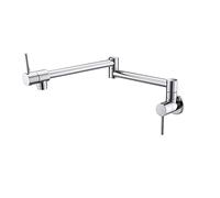 Rubinetto riempitivo for pentole in ottone cromato dorato Rubinetto da cucina pieghevole a parete Lavello a foro freddo singolo Ruota beccuccio pieghevole(1)