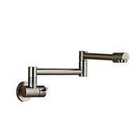 Rubinetto riempitivo for pentole in ottone dorato da cucina monoforo singolo freddo Ruota beccuccio pieghevole for lavello cromato a parete,Installazione semplificata(Brushed Nickel C)