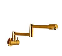 Rubinetto riempitivo for pentole in ottone dorato da cucina monoforo singolo freddo Ruota beccuccio pieghevole for lavello cromato a parete,Installazione semplificata(Gold C)