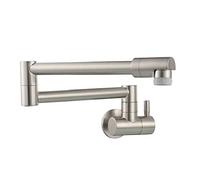 Rubinetto riempitivo for pentole in ottone, foro singolo maniglia singola montaggio a parete bracci oscillanti a doppio snodo pieghevoli estensibili, acqua fredda, nichel spazzolato