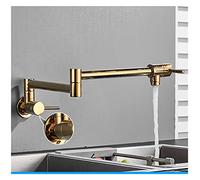 Rubinetto riempitivo for pentole in ottone nero nichel cromato da cucina a parete monoforo singolo freddo Ruota beccuccio pieghevole,Installazione semplificata(A-Gold)