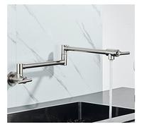 Rubinetto riempitivo for pentole in ottone nero nichel cromato da cucina a parete monoforo singolo freddo Ruota beccuccio pieghevole(A-Brushed Nickel)