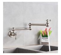 Rubinetto riempitivo for pentole in ottone nero nichel cromato Rubinetto da cucina a parete Rubinetto monoforo singolo freddo Ruota beccuccio pieghevole(C-Brushed Nickel)