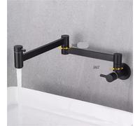 Rubinetto riempitivo for pentole Montaggio a parete da cucina Leva Ruota Beccuccio pieghevole for lavello for piscina singolo con scopa fredda Cromo/Nero/Bianco(Black 1)
