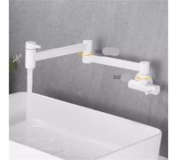 Rubinetto riempitivo for pentole Montaggio a parete da cucina Leva Ruota Beccuccio pieghevole for lavello for piscina singolo con scopa fredda Cromo/Nero/Bianco(White)