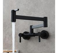 Rubinetto riempitivo for pentole, montaggio a parete in ottone, maniglia a due fori, miscelatore caldo e freddo, pieghevole, estensibile, doppio snodo, nero(Black)