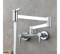 Rubinetto riempitivo for pentole, montaggio a parete in ottone, maniglia a due fori, miscelatore caldo e freddo, pieghevole, estensibile, doppio snodo, nero(Chrome)