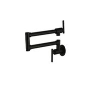 Rubinetto riempitivo for pentole Montaggio a parete Nero opaco Ottone massiccio Cucina Beccuccio girevole Nichel spazzolato Solo acqua fredda con doppia oscillazione(61211MB)