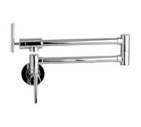Rubinetto riempitivo for pentole Montaggio a parete Nero opaco Ottone massiccio Cucina Beccuccio girevole Nichel spazzolato Solo acqua fredda con doppia oscillazione(61211PC)