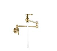 Rubinetto riempitivo for pentole Rubinetto da cucina pieghevole in oro spazzolato pieghevole a parete Rubinetto singolo for lavandino freddo Ruota beccuccio pieghevole Ottone cromato(Brushed gold)