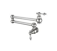 Rubinetto riempitivo for pentole Rubinetto da cucina pieghevole in oro spazzolato pieghevole a parete Rubinetto singolo for lavandino freddo Ruota beccuccio pieghevole Ottone cromato(Chrome)