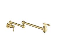 Rubinetto riempitivo for pentole Stufa pieghevole a parete in ottone massiccio con doppio braccio oscillante a snodo Foro singolo Due maniglie