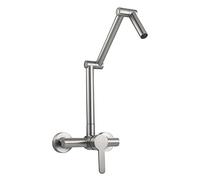 Rubinetto riempitivo for vaso a parete, lavello da cucina pieghevole in ottone, braccio oscillante doppio snodo, miscelatore acqua calda e fredda, nero(Brushed Nickel)