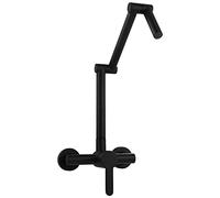 Rubinetto riempitivo for vaso a parete, lavello da cucina pieghevole in ottone, braccio oscillante doppio snodo, miscelatore acqua calda e fredda, nero(Black)