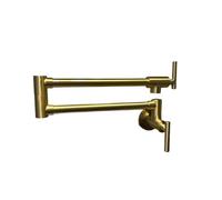 Rubinetto riempitivo for vaso con montaggio a parete dorato - da cucina pieghevole bracci oscillanti a doppio snodo e doppie maniglie