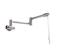 Rubinetto riempitivo for vaso in ottone nero nichel cromato, rubinetto da cucina a parete, rubinetto singolo foro freddo freddo con beccuccio pieghevole(B-Brushed Nickel)