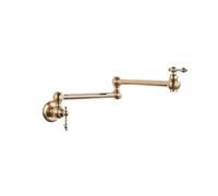 Rubinetto riempitivo for vaso in ottone nero nichel cromato, rubinetto da cucina a parete, rubinetto singolo foro freddo freddo con beccuccio pieghevole per lavelli per roulotte e case(C-Brushed Gold)