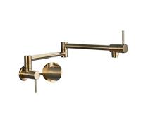 Rubinetto riempitivo for vaso in ottone nero nichel cromato, rubinetto da cucina a parete, rubinetto singolo foro freddo freddo con beccuccio pieghevole(A-Brushed Gold)